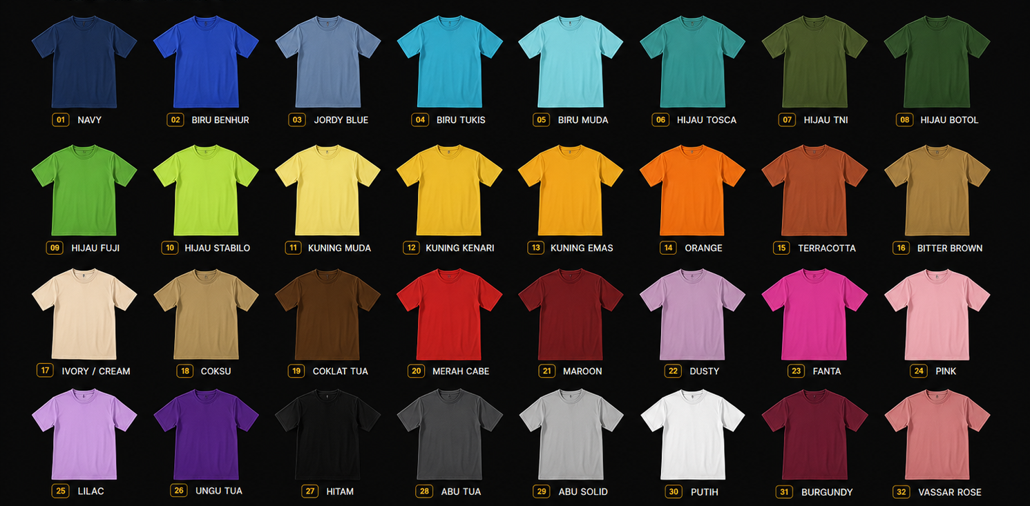 Katalog 32 warna kaos Summerfit